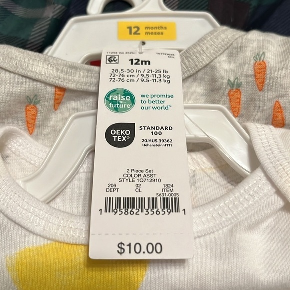 NWT Carter's Just One You Baby Unisex 2pk Chick & Carrot Bodysuit - Picture 5 of 5